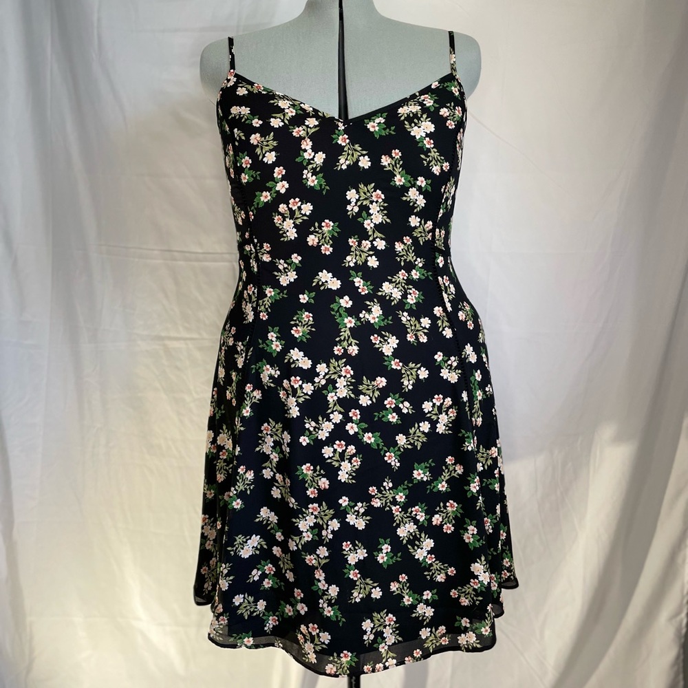 City Chic Black Floral Spaghetti Strap Dress